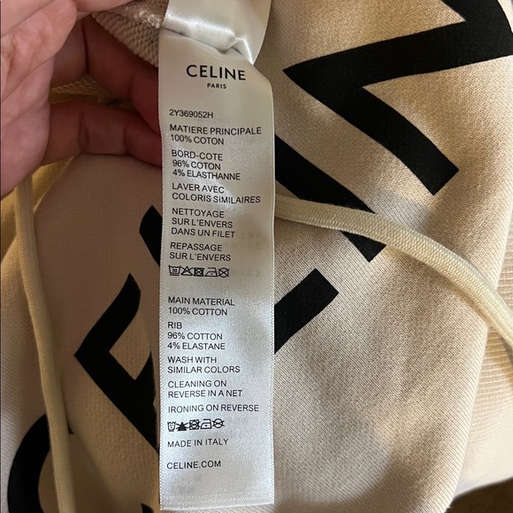 Celine Beige Hoodie with Black Logo - Picture 8 of 9